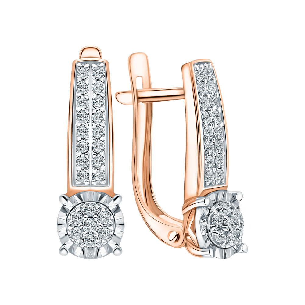 Золотые серьги с бриллиантами природными