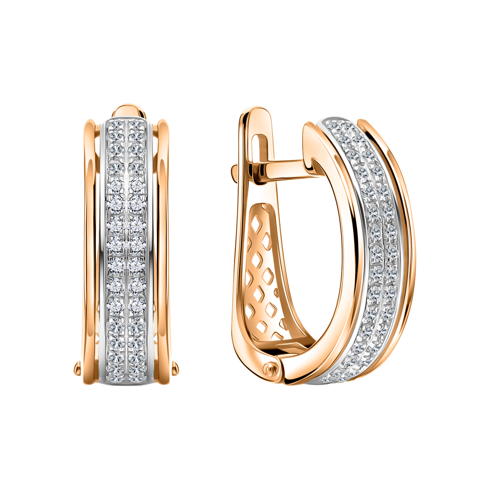 Золотые серьги с бриллиантами природными