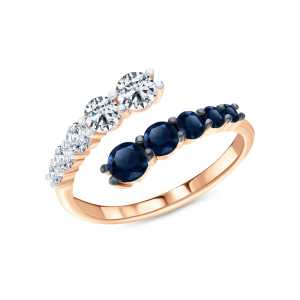 Кольцо из золота с топазами природными и сапфирами
