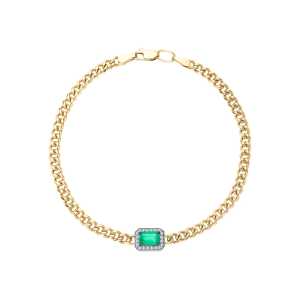 Золотой браслет с бриллиантами природными и изумрудами природными