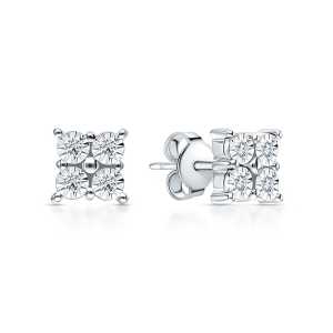 Серебряные серьги с бриллиантами природными