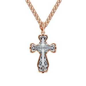 Золотой крест-подвеска с бриллиантами природными и изумрудами выращенными