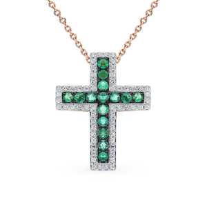 Золотая подвеска с бриллиантами природными и изумрудами природными