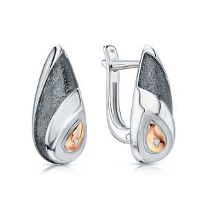 Серебряные серьги с бриллиантами природными