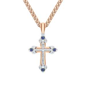 Золотой крестик с сапфирами