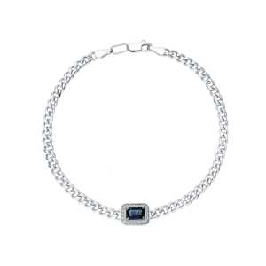 Золотой браслет с бриллиантами природными и сапфирами природными