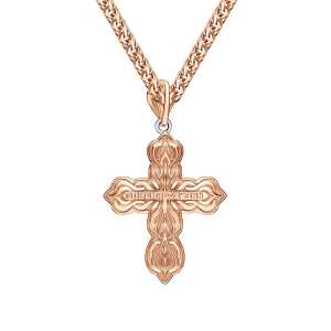 Золотой крестик с бриллиантами природными и изумрудами