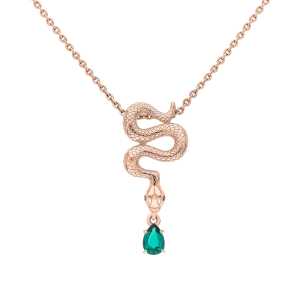 Золотая подвеска с бриллиантами чёрными природными и изумрудами выращенными