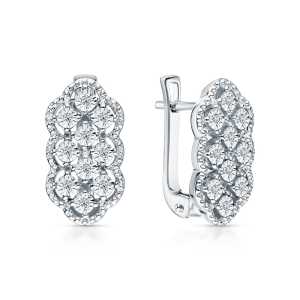 Серебряные серьги с бриллиантами природными