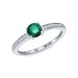 Кольцо из белого золота с бриллиантами природными и с изумрудом природным