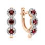Серьги из золота с бриллиантами и родолитами природными