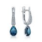 Серьги из белого золота с бриллиантами и топазами природными